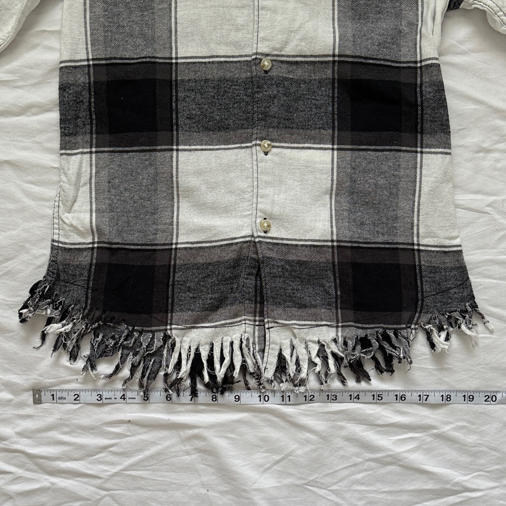 ADPT Women's Oversized, Buffalo Flannel Long Sleeve Button-Up Black White - XXS - Picture 8 of 9
